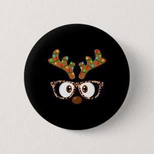 Badge Rond 5 Cm Visage de Renne Gles Famille Correspondante Noël F