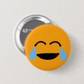 Badge Rond 5 Cm Visage de rire drôle Orange Emoticon Emojii (Devant & derrière)