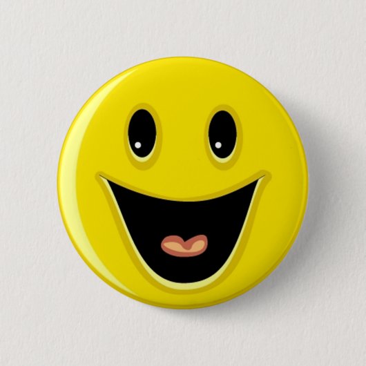 Badge Rond 5 Cm Visage de sourire riant jaune (Devant)