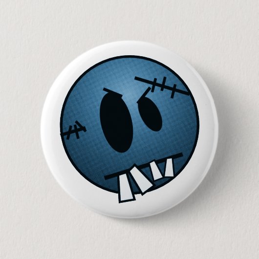 BADGE ROND 5 CM VISAGE DE ZOMBIECON - BLEU (Devant)