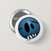 BADGE ROND 5 CM VISAGE DE ZOMBIECON - BLEU (Devant & derrière)