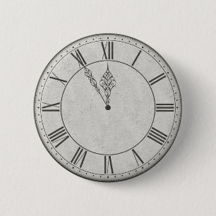 Badge Rond 5 Cm Visage d'horloge de chiffre romain B&W
