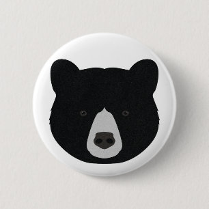 Badge Rond 5 Cm Visage d'ours noir