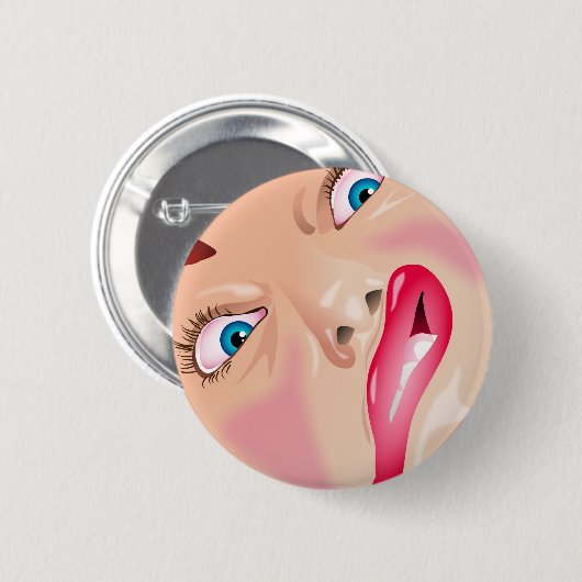 Badge Rond 5 Cm Visage drôle (Devant & derrière)