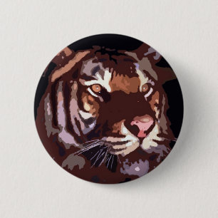 Badge Rond 5 Cm Visage du tigre