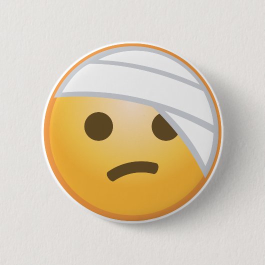Badge Rond 5 Cm Visage Emoji de bandage (Devant)
