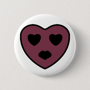 Badge Rond 5 Cm Visage en forme de cœur boudeur