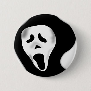 Badge Rond 5 Cm Visage fantomatique criard effrayant déplaisant d
