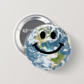 Badge Rond 5 Cm Visage heureux de la terre (Devant & derrière)