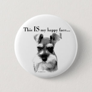 Badge Rond 5 Cm Visage heureux de Schnauzer