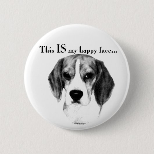 Badge Rond 5 Cm Visage heureux du beagle (Devant)