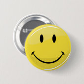 Badge Rond 5 Cm Visage heureux jaune classique (Devant & derrière)