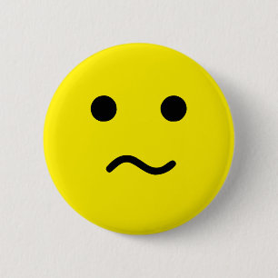 Badge Rond 5 Cm Visage jaune confus simple de Meh
