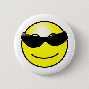 Badge Rond 5 Cm Visage jaune de lunettes de soleil fraîches
