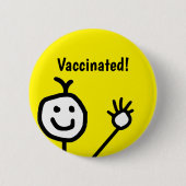 Badge Rond 5 Cm Visage joyeux Vacciné (Devant)