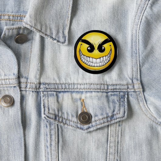 Badge Rond 5 Cm Visage mauvais (En situation)