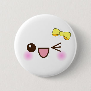 Badge Rond 5 Cm visage mignon de kawaii