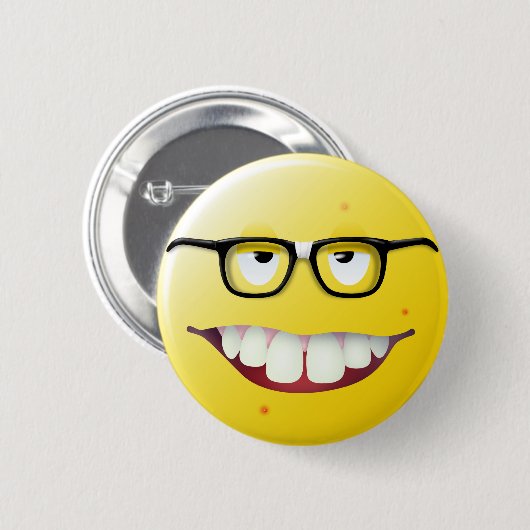 Badge Rond 5 Cm Visage nerd (Devant & derrière)