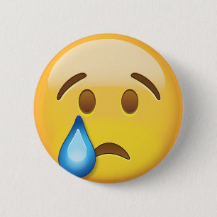 Badge Rond 5 Cm Visage pleurant Emoji
