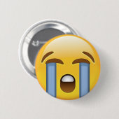 Badge Rond 5 Cm Visage pleurant fort Emoji (Devant & derrière)