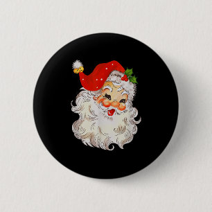 Badge Rond 5 Cm Visage rétro joyeux de Père Noël vintage St. Nicol
