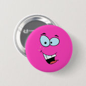 Badge Rond 5 Cm Visage riant rose vif (Devant & derrière)