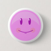 Badge Rond 5 Cm Visage rose heureux (Devant)