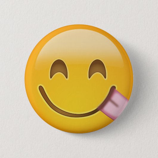 Badge Rond 5 Cm Visage Savouring la nourriture délicieuse Emoji (Devant)