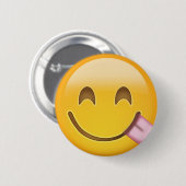 Badge Rond 5 Cm Visage Savouring la nourriture délicieuse Emoji (Devant & derrière)