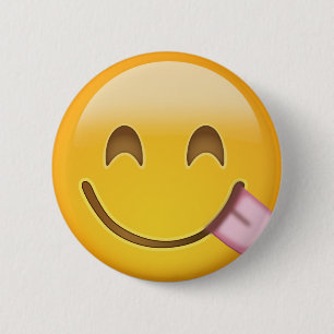 Badge Rond 5 Cm Visage Savouring la nourriture délicieuse Emoji
