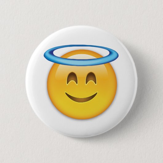Badge Rond 5 Cm Visage souriant avec Halo Emoji (Devant)