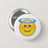 Badge Rond 5 Cm Visage souriant avec Halo Emoji (Devant & derrière)