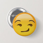 Badge Rond 5 Cm Visage souriant d'un air affecté Emoji (Devant & derrière)