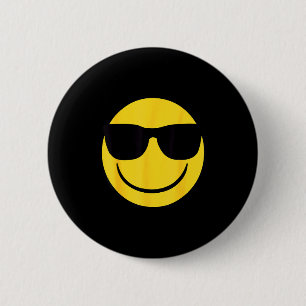 Badge Rond 5 Cm Visage sourire jaune rétro emoji officiel lunettes