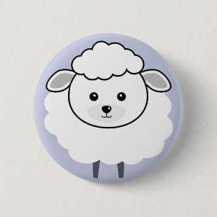 Badge Rond 5 Cm Visage Wooly mignon d'agneau