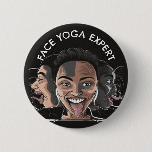 Badge Rond 5 Cm Visage Yoga Expert cadeau amusant