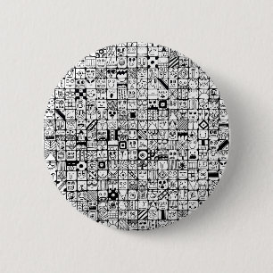 Badge Rond 5 Cm Visages de dessins animés drôles carrés