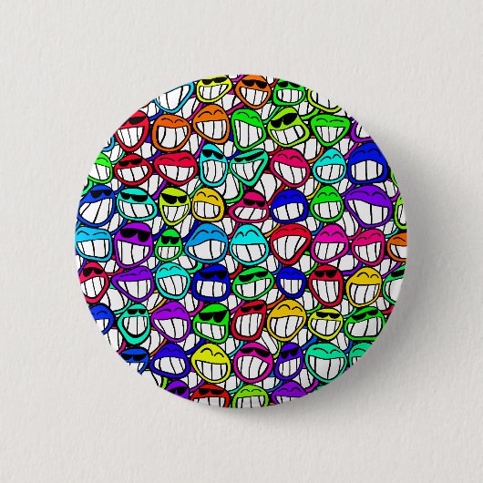 Badge Rond 5 Cm Visages souriants cool (Devant)