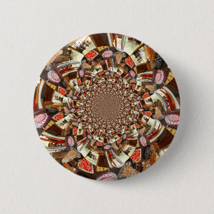 Badge Rond 5 Cm Vision psychédélique des teintes Brown