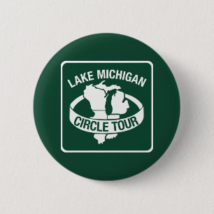 Badge Rond 5 Cm Visite de cercle du lac Michigan, signe, le