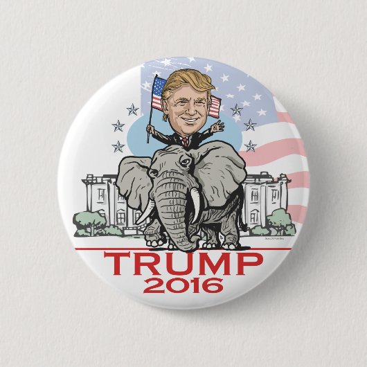 Badge Rond 5 Cm Visite d'éléphant de GOP d'atout (Devant)