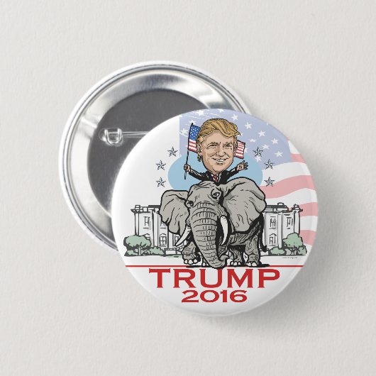 Badge Rond 5 Cm Visite d'éléphant de GOP d'atout (Devant & derrière)