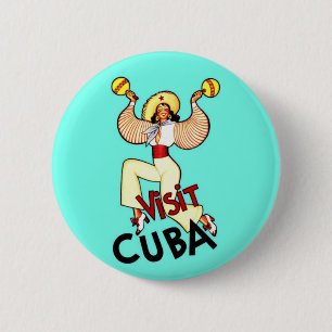 Badge Rond 5 Cm Visiter Cuba Vintage voyage