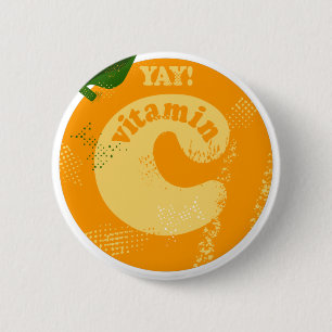 Badge Rond 5 Cm Vitamine C Orange