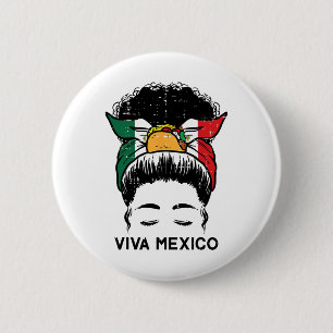 Badge Rond 5 Cm Viva Mexico Black Women Cinco De Mayo Mexican Inde