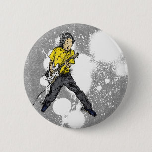 Badge Rond 5 Cm VIVANT ! Guitare électrique