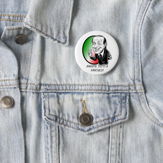 BADGE ROND 5 CM VIVATS BERLUSCONI ! (En situation)