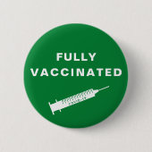 Badge Rond 5 Cm Vive-19 vert entièrement vacciné (Devant)