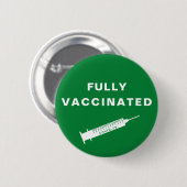 Badge Rond 5 Cm Vive-19 vert entièrement vacciné (Devant & derrière)