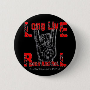 Badge Rond 5 Cm Vivent longtemps le rock (le noir)